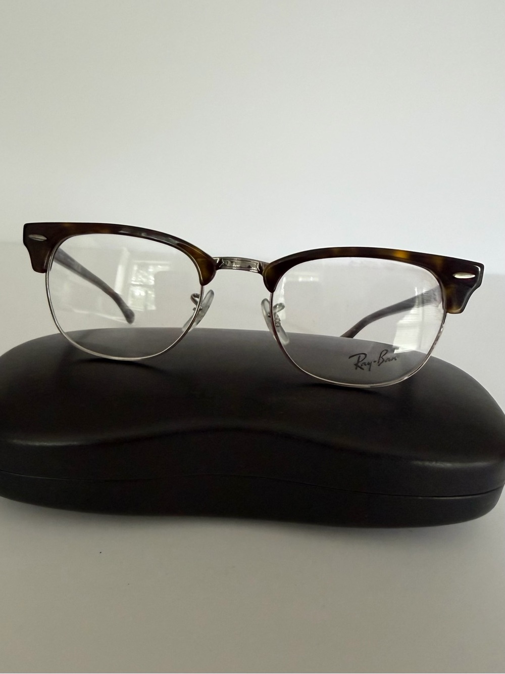 Ray-Ban Tortoiseshell and Silver Clubmaster Eyeglasses RB 5154